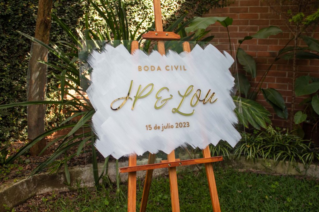 Rótulo de boda acrílico