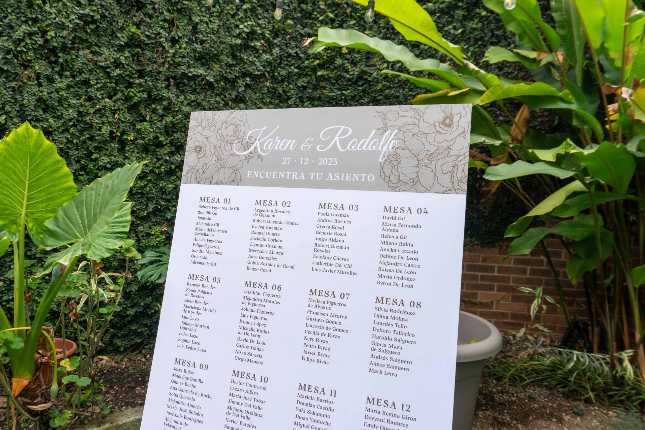 Rótulo de Seating Chart para Boda